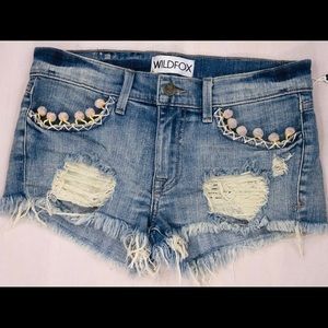 Wildfox denim shorts with tassels